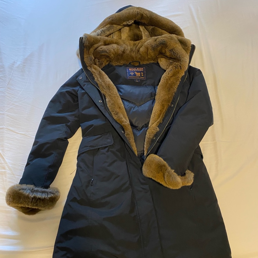 Woolrich Rabbit Fur Lined Padded Coat
